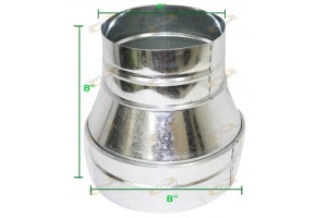 8" Heat Ventilation Exhaust Galvanized Reducer For Single Wall Pipe